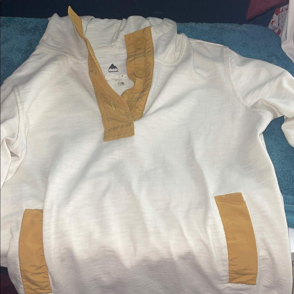 Cream and Mustard Pullover Hoodie